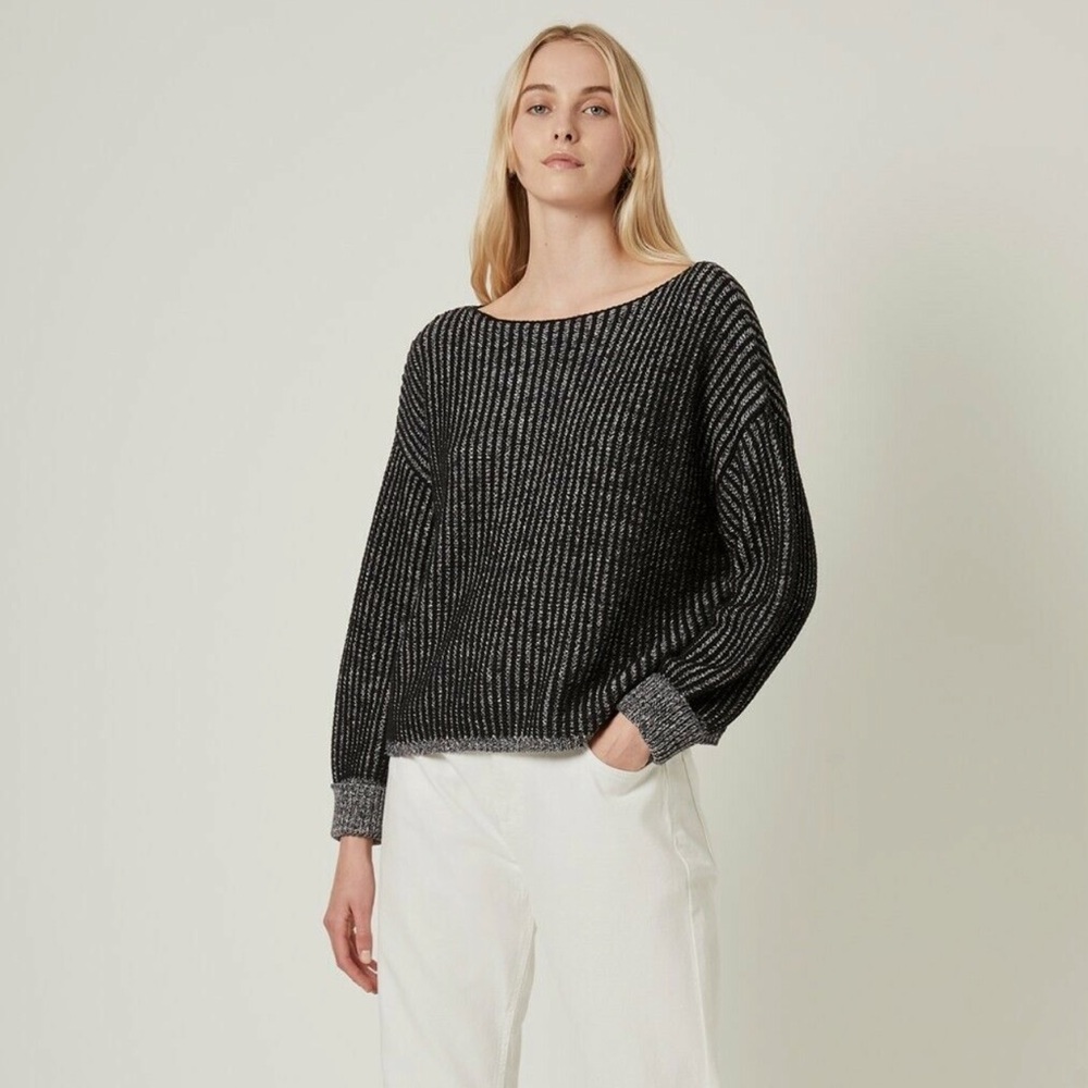 French Connection Millie Mozart Black Multi Sweater Size S